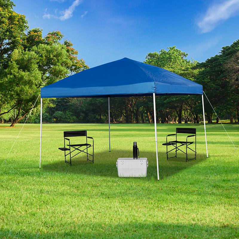 10’x10’ Blue Outdoor Pop Up Event Slanted Leg Canopy