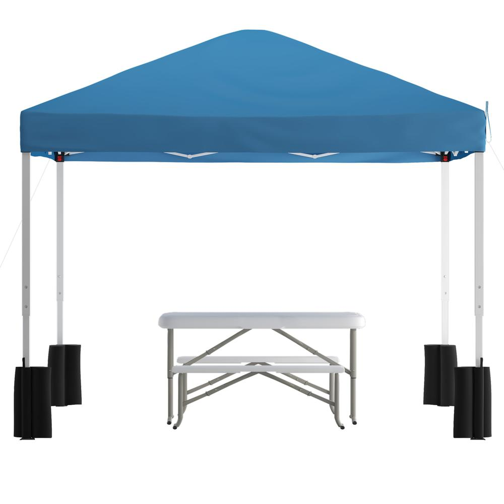 10’x10’ Blue Pop Up Event Canopy Tent with Wheeled Case