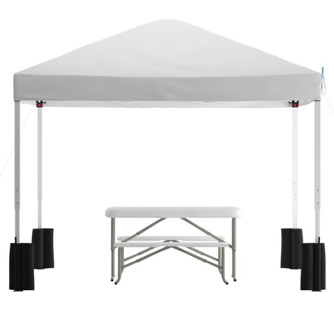 10’x10’ White Pop Up Event Canopy Tent with Folding