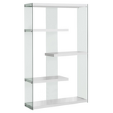 12" X 36" X 58.75" White Clear Particle Board Tempered Glass  Bookcase - WhatYouNeedSales