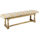 "14"" Brown Upholstered Cotton Blend Bench" - WhatYouNeedSales