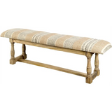 "14"" Brown Upholstered Cotton Blend Bench" - WhatYouNeedSales