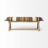 "14"" Brown Upholstered Cotton Blend Bench" - WhatYouNeedSales