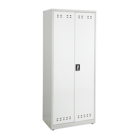 72"H Steel Storage Cabinet Gray - Heavy-Gauge Steel Construction, Adjustable Shelves, Locking Door Handle