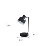 15" Black Metal Desk USB Table Lamp With Black Shade - WhatYouNeedSales