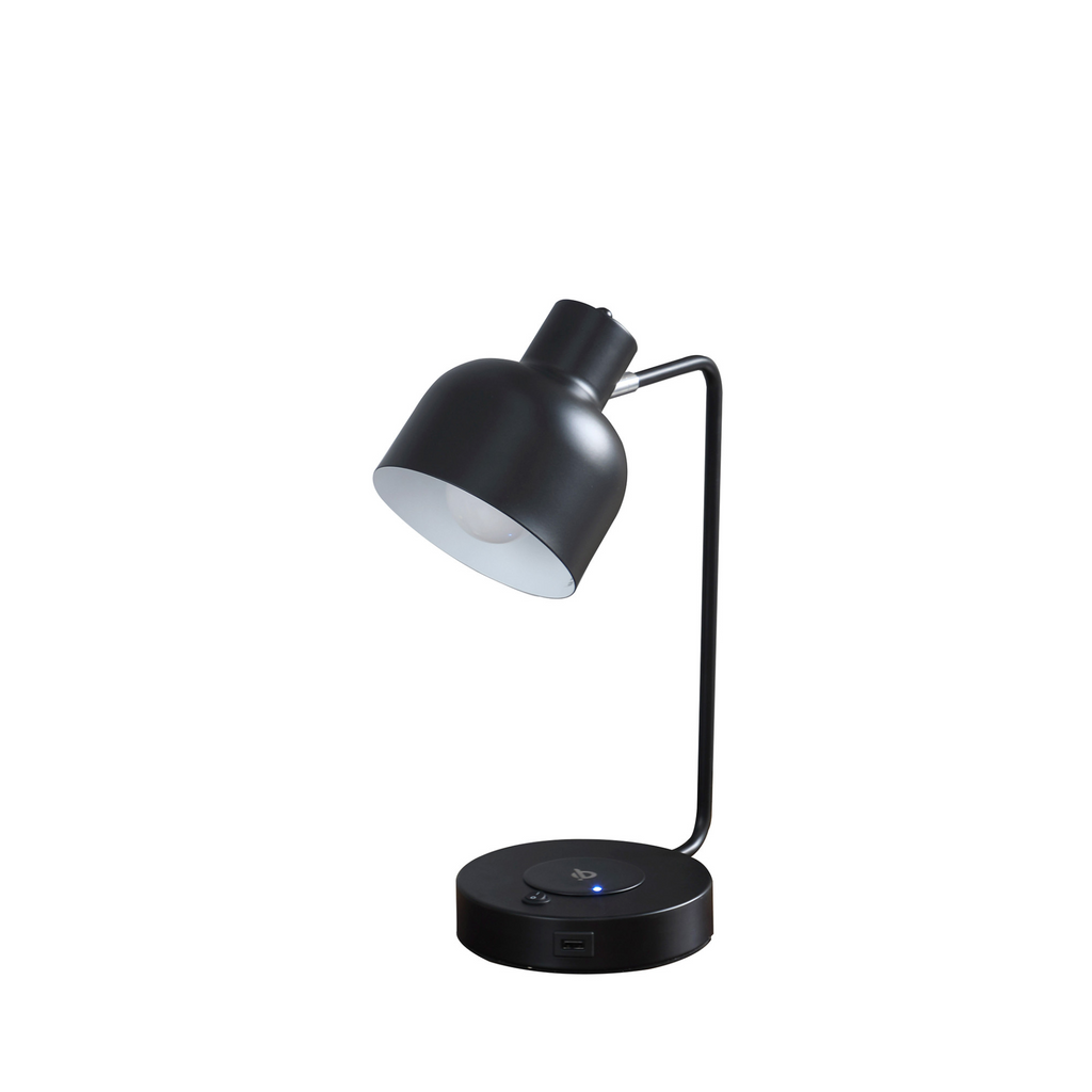 15" Black Metal Desk USB Table Lamp With Black Shade - WhatYouNeedSales