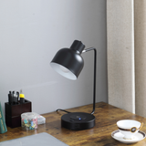 15" Black Metal Desk USB Table Lamp With Black Shade - WhatYouNeedSales