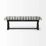 "15"" Off White And Black Upholstered Faux Leather Bench" - WhatYouNeedSales