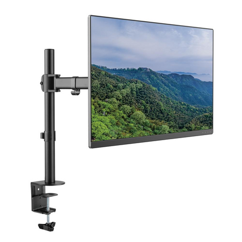 Rocelco Premium Desk Computer Monitor Mount - VESA Pattern Fits 13" - 32" LED LCD Single Flat Screen - Double Articulated Full Motion Adjustable Arm - Grommet and C Clamp - Black