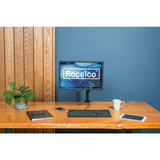 Rocelco Premium Desk Computer Monitor Mount - VESA Pattern Fits 13" - 32" LED LCD Single Flat Screen - Double Articulated Full Motion Adjustable Arm - Grommet and C Clamp - Black