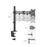 Rocelco Premium Desk Computer Monitor Mount - VESA Pattern Fits 13" - 32" LED LCD Single Flat Screen - Double Articulated Full Motion Adjustable Arm - Grommet and C Clamp - Black