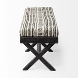 "16"" Off White And Black Upholstered Cotton Blend Bench" - WhatYouNeedSales