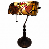 16" Tiffany Style Brown and Orange Banker Desk Lamp - WhatYouNeedSales