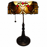 16" Tiffany Style Brown and Orange Banker Desk Lamp - WhatYouNeedSales