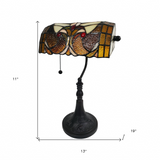 16" Tiffany Style Brown and Orange Banker Desk Lamp - WhatYouNeedSales