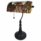 16" Tiffany Style Brown and Orange Banker Desk Lamp - WhatYouNeedSales