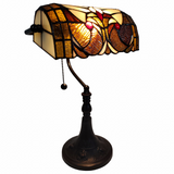 16" Tiffany Style Brown and Orange Banker Desk Lamp - WhatYouNeedSales