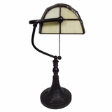 16" Tiffany Style Brown and Orange Banker Desk Lamp - WhatYouNeedSales