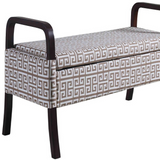 "17"" Black And Brown Upholstered 100% Polyester Geometric Entryway Bench With Flip Top" - WhatYouNeedSales