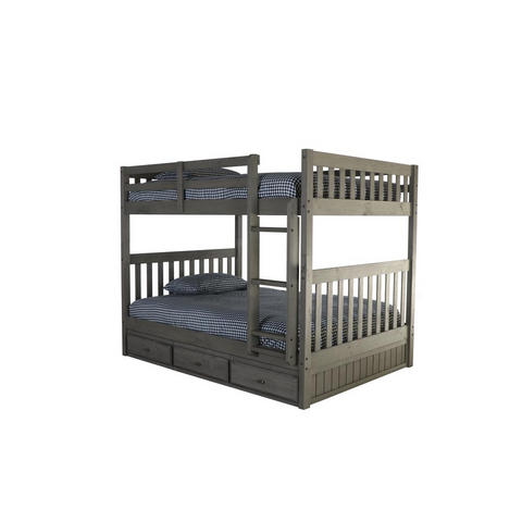 Full over Full Bunk Bed with Three Underbed Drawers