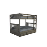 Full over Full Bunk Bed with Three Underbed Drawers