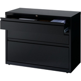 Lorell 36" Lateral File Cabinet - 3-Drawer - Hanging Rail, Locking Drawer, Ball-bearing Suspension