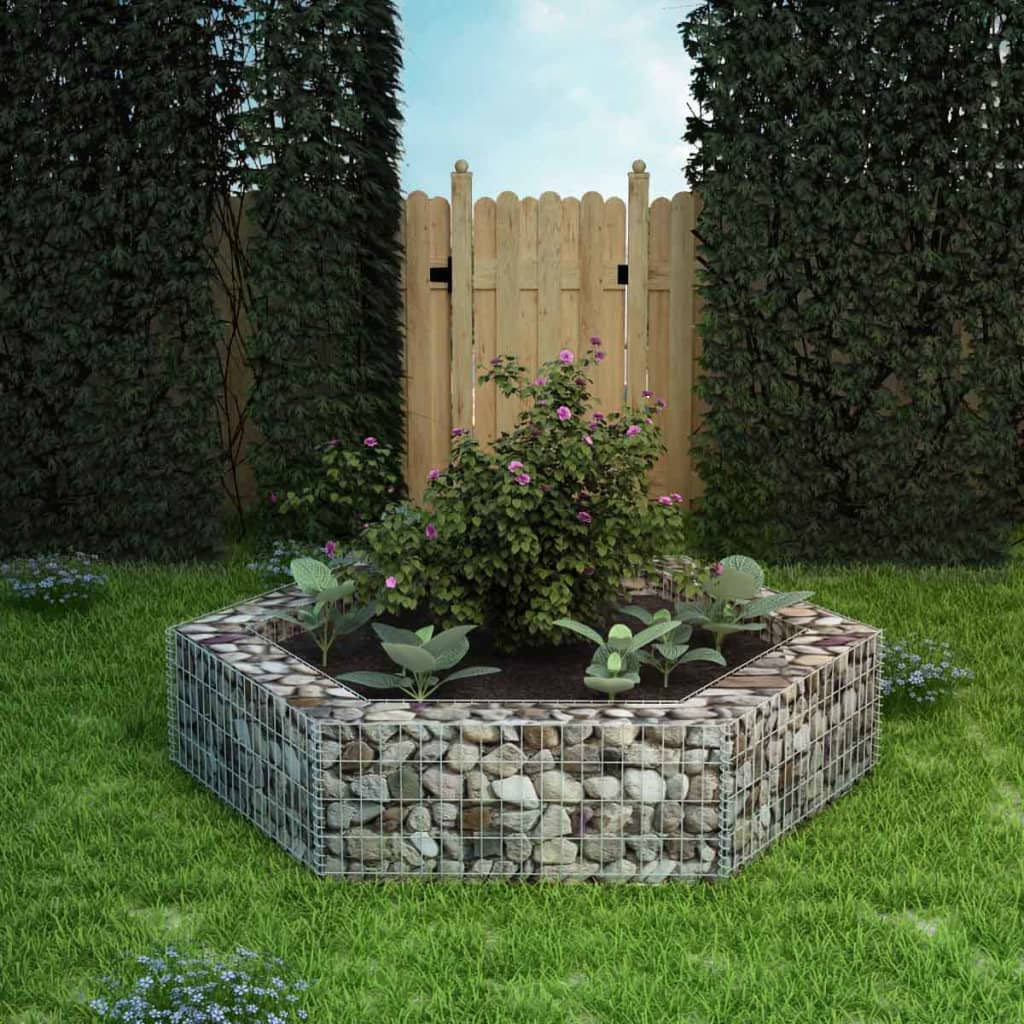 vidaXL Hexagonal Gabion Raised Bed 78.7"x68.1"x15.7" - Create a Stylish Border for Your Garden