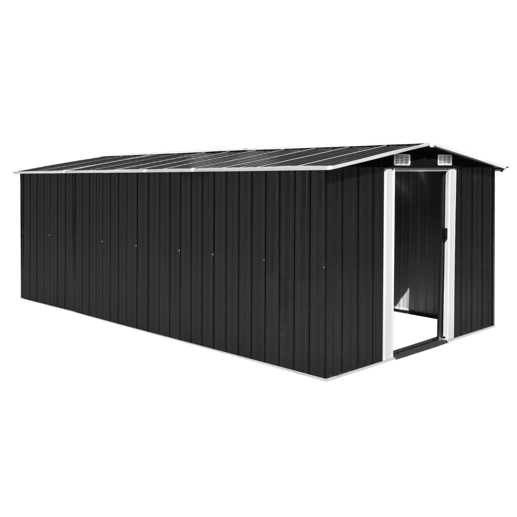 vidaXL Garden Shed 101.2"x192.5"x71.3" Metal Anthracite - Durable Outdoor Storage Solution