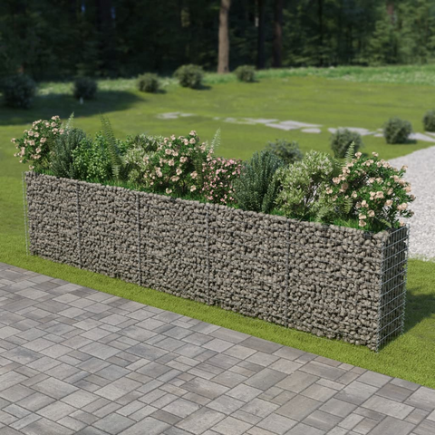 vidaXL Gabion Raised Bed Galvanized Steel 177.2"x19.7"x39.4" - Sturdy and Stylish Garden Border