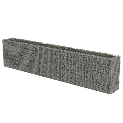 vidaXL Gabion Raised Bed Galvanized Steel 177.2"x19.7"x39.4" - Sturdy and Stylish Garden Border