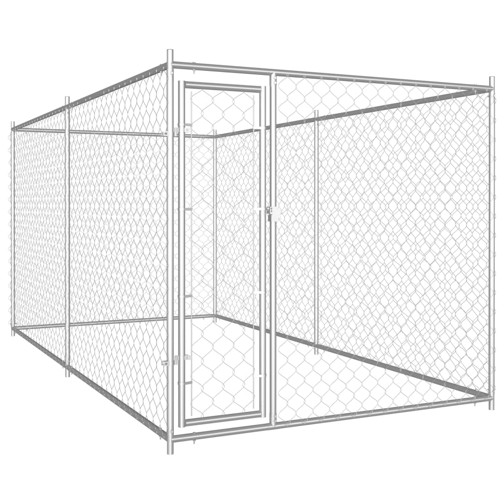 vidaXL Outdoor Dog Kennel 150.4"x75.6"x72.8" - Durable Galvanized Steel Construction