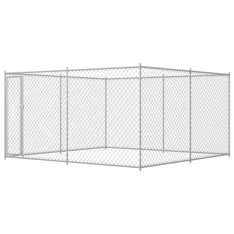 vidaXL Outdoor Dog Kennel 150.8" x 150.8" x 72.8" - Heavy-Duty Galvanized Steel, Lockable Latch, Easy Assembly