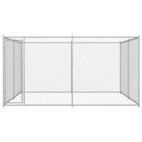 vidaXL Outdoor Dog Kennel 150.8" x 150.8" x 72.8" - Heavy-Duty Galvanized Steel, Lockable Latch, Easy Assembly