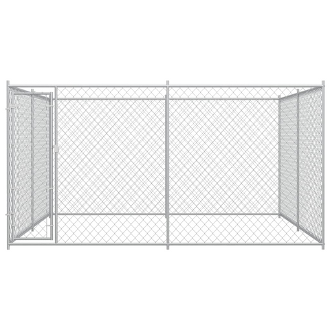 vidaXL Outdoor Dog Kennel 150.8" x 150.8" x 72.8" - Heavy-Duty Galvanized Steel, Lockable Latch, Easy Assembly