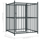 vidaXL Outdoor Dog Kennel 47.2"x47.2"x59.1" - Heavy-Duty Steel Construction, Lockable Latch System