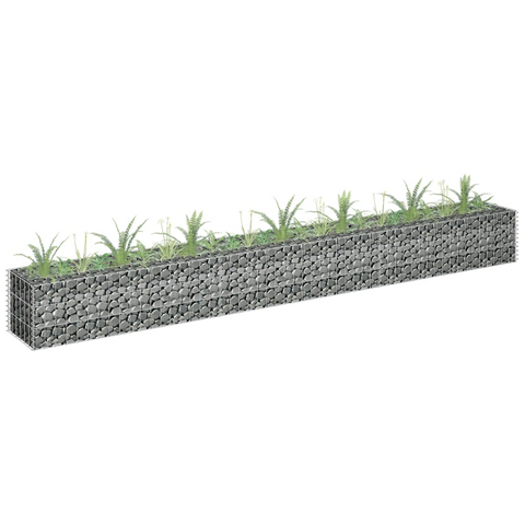 vidaXL Gabion Raised Bed Galvanized Steel 106.3"x11.8"x11.8" | Garden Flower or Plant Bed Border