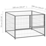 vidaXL Dog Kennel Silver 39.4"x39.4"x27.6" Steel - Outdoor Play Paradise for Your Dogs