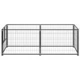 vidaXL Dog Kennel Black 78.7"x39.4"x27.6" Steel - Outdoor Play Paradise for Your Dogs