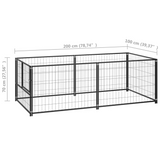 vidaXL Dog Kennel Black 78.7"x39.4"x27.6" Steel - Outdoor Play Paradise for Your Dogs