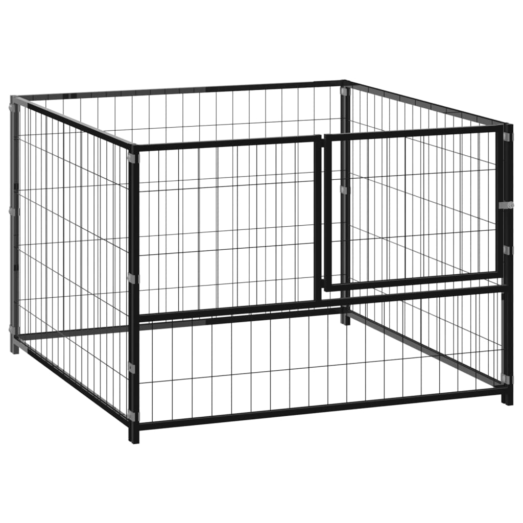 vidaXL Dog Kennel Black 39.4"x39.4"x27.6" Steel - Outdoor Play Paradise for Your Dogs