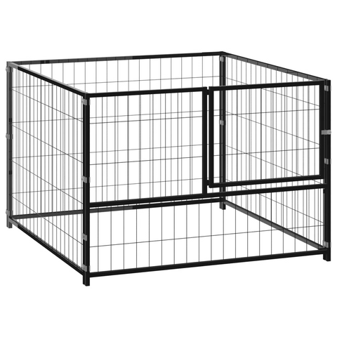 vidaXL Dog Kennel Black 39.4"x39.4"x27.6" Steel - Outdoor Play Paradise for Your Dogs