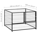 vidaXL Dog Kennel Black 39.4"x39.4"x27.6" Steel - Outdoor Play Paradise for Your Dogs