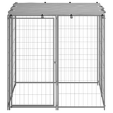 vidaXL Dog Kennel Silver 43.3"x43.3"x43.3" Steel – Outdoor Play Paradise for Your Dogs