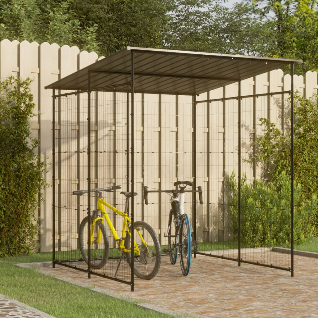 vidaXL Bicycle Shed 74.8"x74.8"x87.4" Steel Black - Sturdy and Durable Bike Shelter