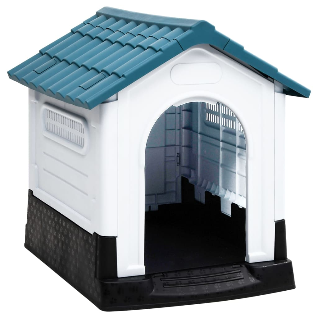 vidaXL Dog House Blue 22.4"x26.8"x26" Polypropylene - Durable Outdoor Shelter for Your Dog