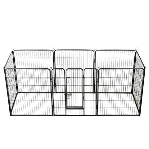 vidaXL Dog Playpen 8 Panels Steel 31.5"x39.4" Black