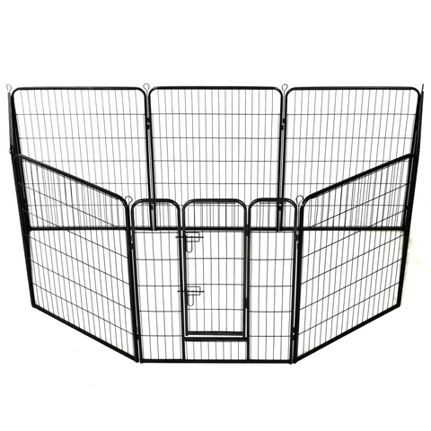 vidaXL Dog Playpen 8 Panels Steel 31.5"x39.4" Black