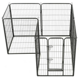 vidaXL Dog Playpen 8 Panels Steel 31.5"x39.4" Black