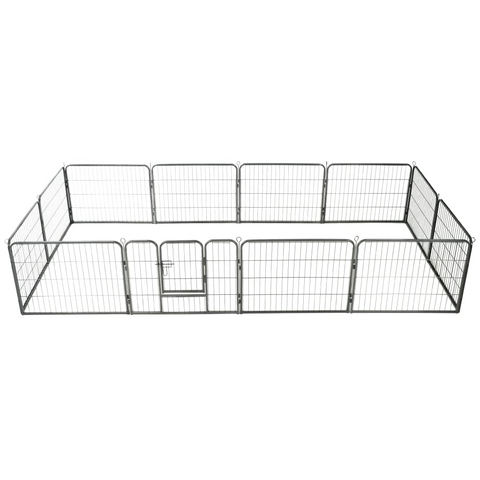 vidaXL Dog Playpen 12 Panels Steel 31.5"x23.6" Black - Safe and Spacious Play Area for Your Furry Friends