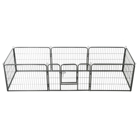 vidaXL Dog Playpen 8 Panels Steel 31.5"x23.6" Black